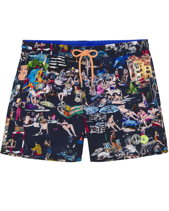 SUMMER - Short de bain imprimé peinture de St Tropez junior bleu marine