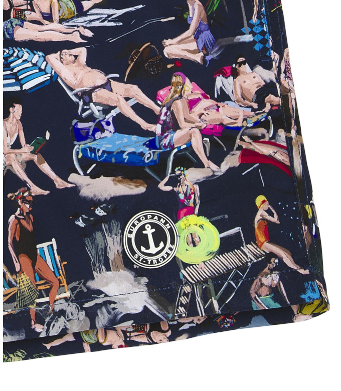 SUMMER - St Tropez painting printed navy blue junior swim short