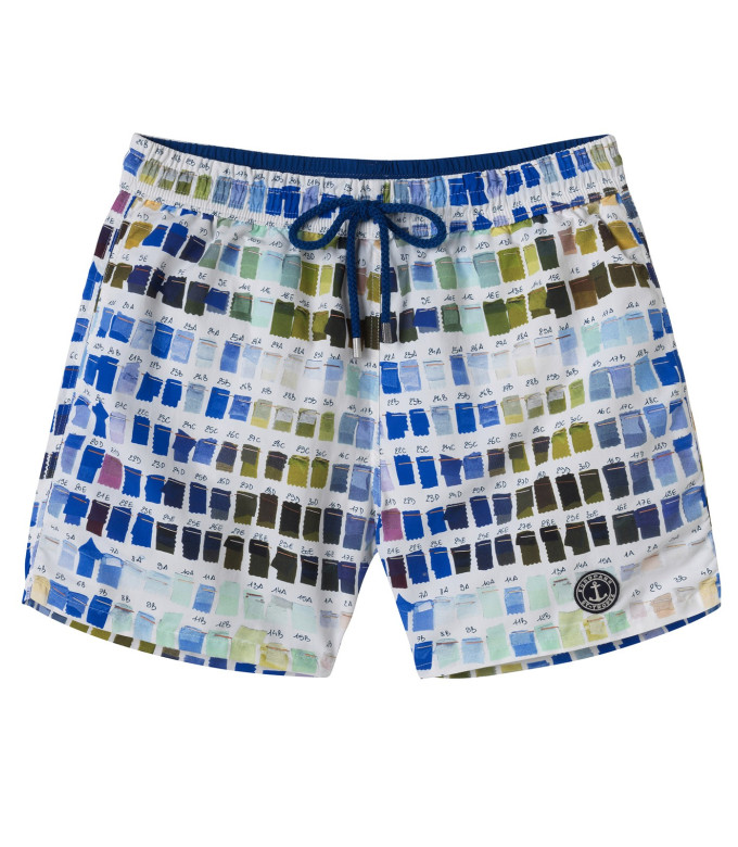 BORNEO - Pantone printed swim shorts, white