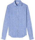 KRIS - Light blue linen shirt in small stripes