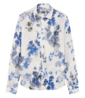 DIEGO - Camisa de lino con estampado de flores oceánicas en acuarela