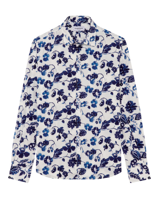 FELIPE - Printed linen shirt navy blue