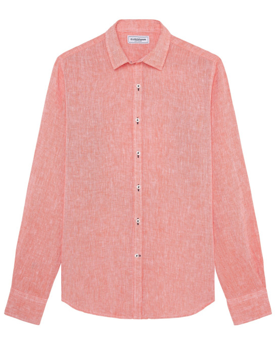 JONAS - Chemise unie lin chiné corail