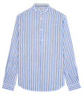 HEMI - Blue striped collarless linen shirt