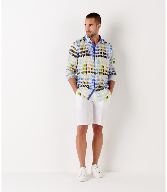 ROSS - Pantone's colors-print linen shirt white