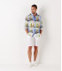 ROSS - Pantone's colors-print linen shirt white