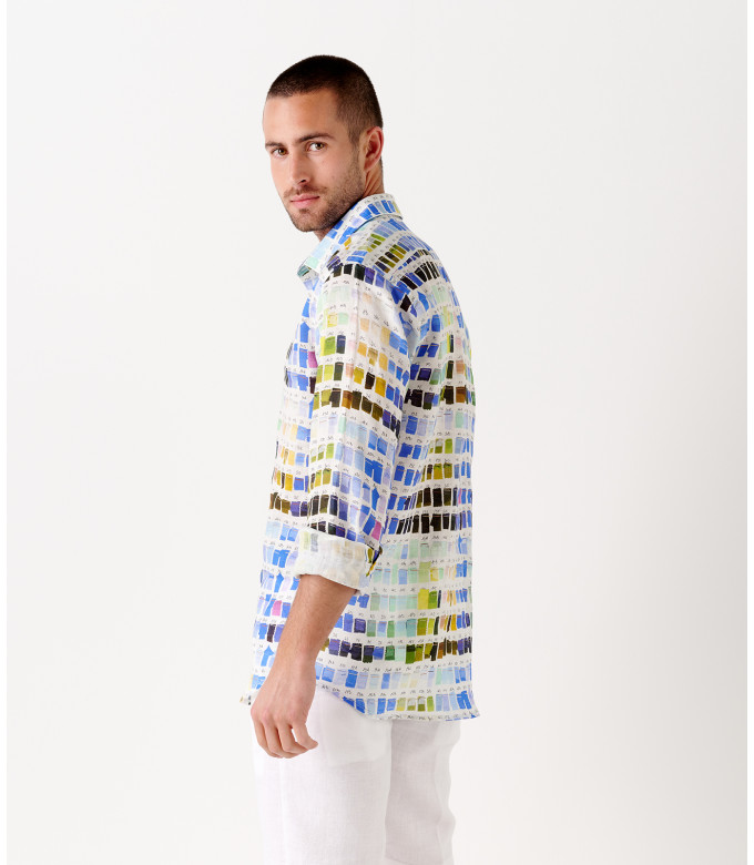 ROSS - Pantone's colors-print linen shirt white