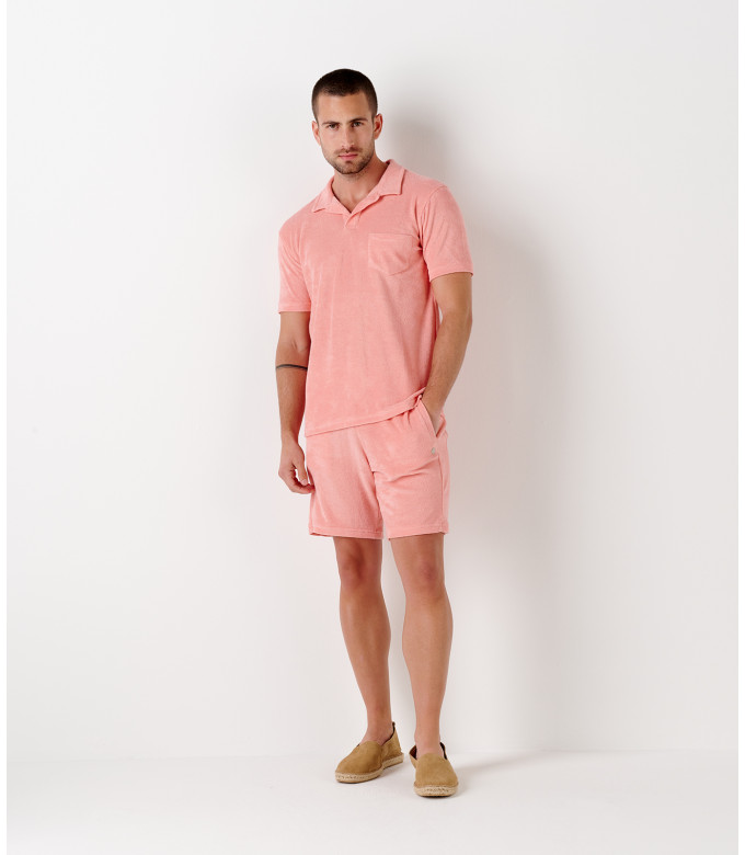 MITCH - Towelling coral blue polo shirt