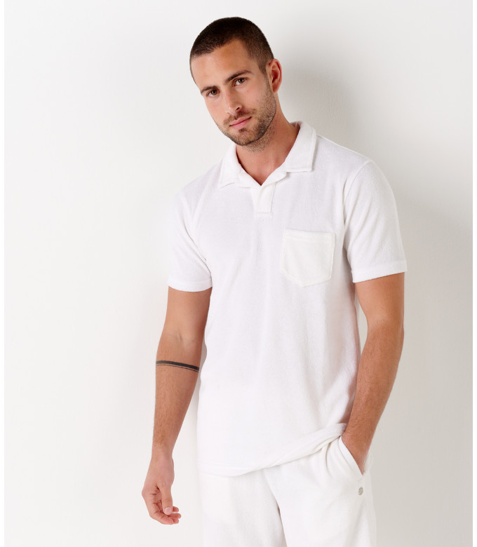 MITCH - Towelling white polo shirt