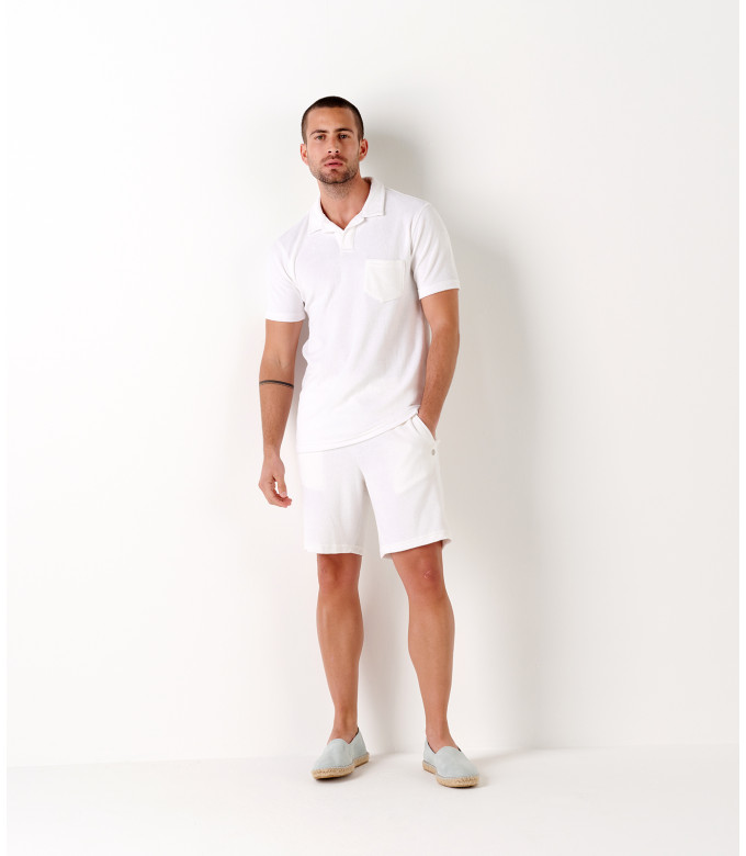 MITCH - Towelling white polo shirt