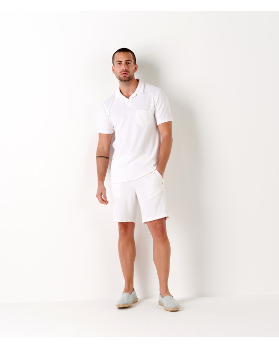 MITCH - Towelling white polo shirt