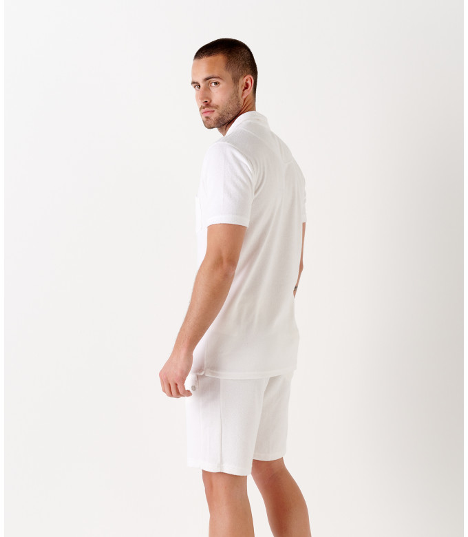 MITCH - Towelling white polo shirt