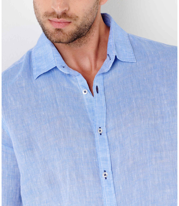 JONAS - Casual linen shirt, blue