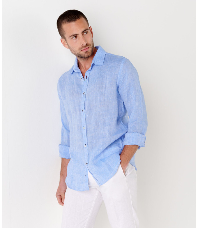 JONAS - Casual linen shirt, blue