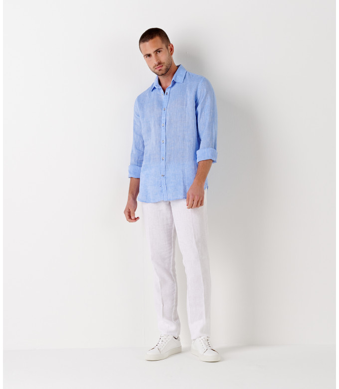 JONAS - Casual linen shirt, blue