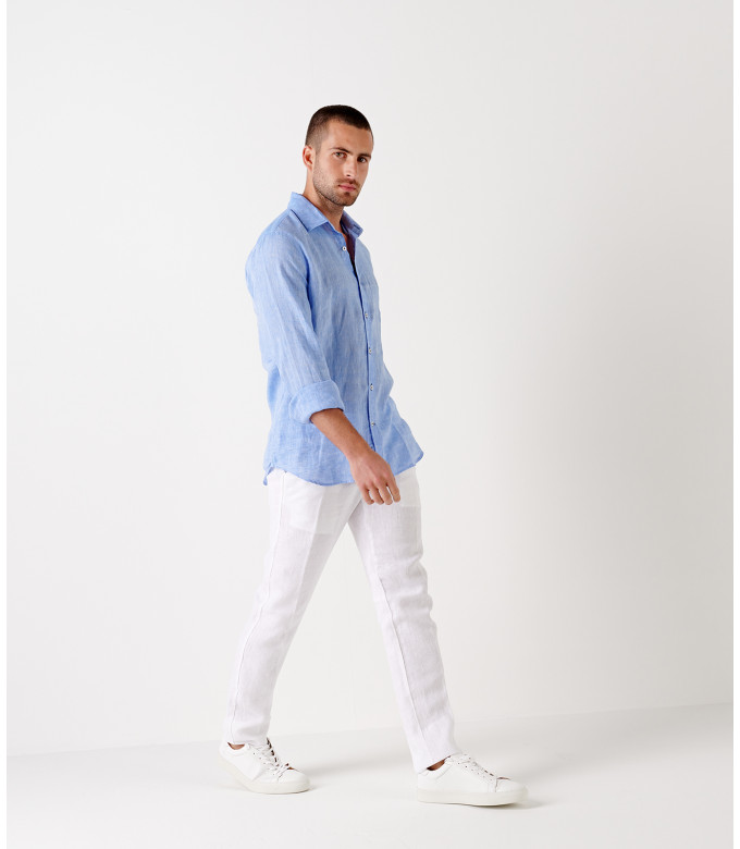 JONAS - Casual linen shirt, blue