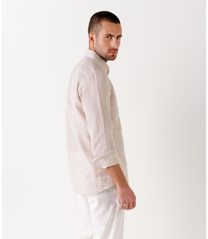 JONAS - Plain beige linen shirt