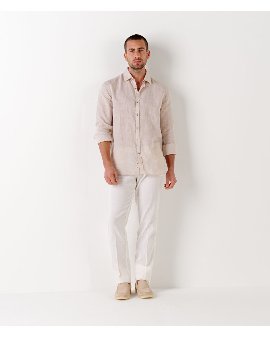 JONAS - Plain beige linen shirt