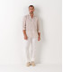 JONAS - Plain beige linen shirt