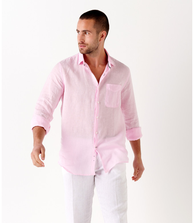 DIVA - Casual linen shirt, light pink