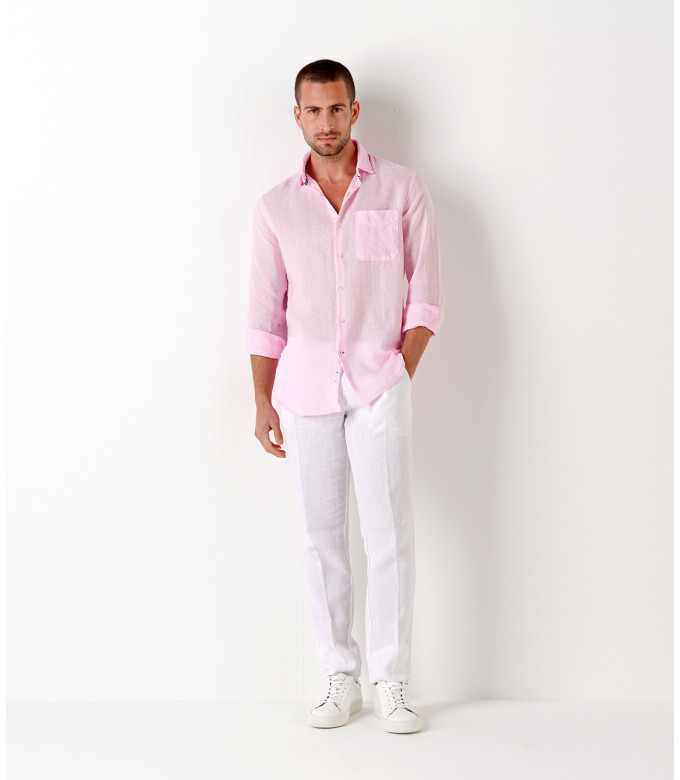 DIVA - Casual linen shirt, light pink