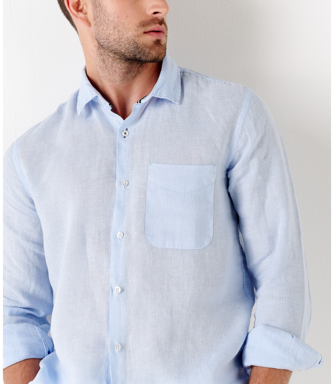 DIVA - Linen casual shirt, light blue