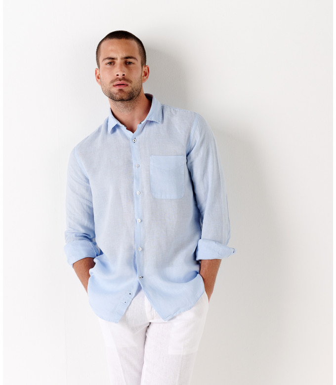 DIVA - Linen casual shirt, light blue