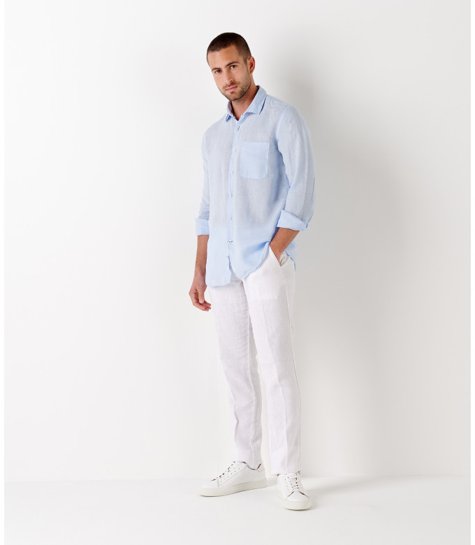 DIVA - Linen casual shirt, light blue