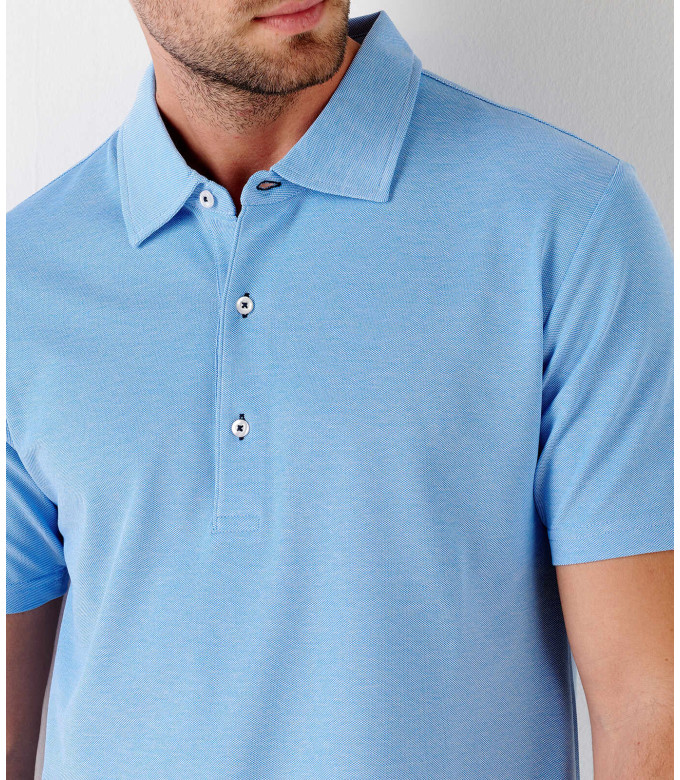 DARREN - Polo en coton piqué ciel
