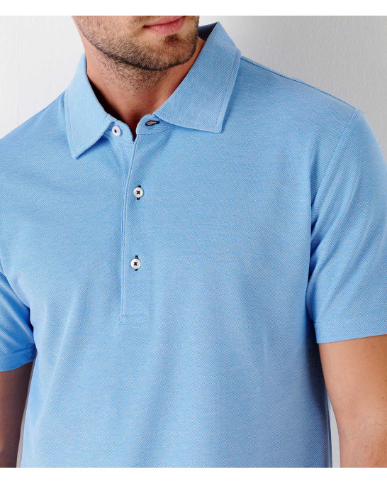 DARREN - Sky blue piqué cotton polo shirt