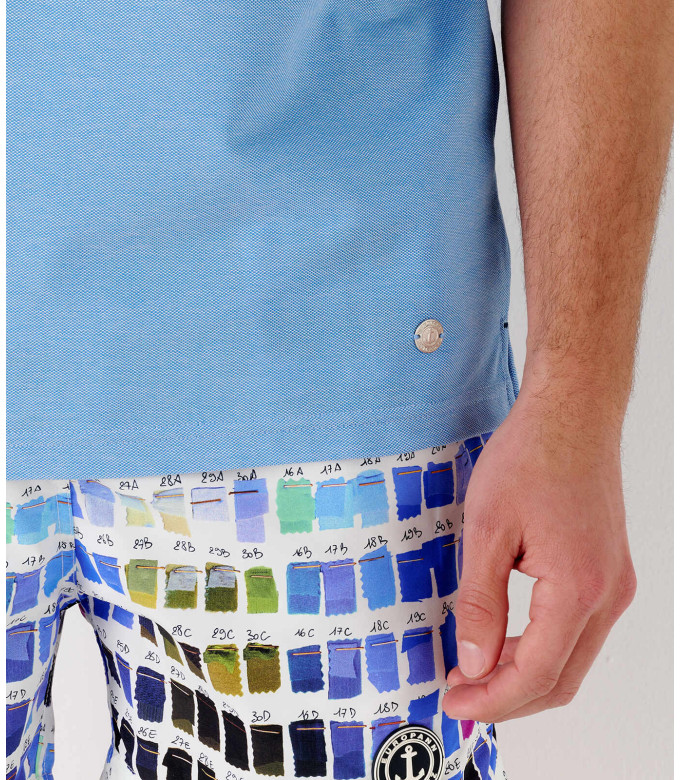 DARREN - Polo en coton piqué ciel