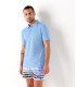 DARREN - Polo en coton piqué ciel