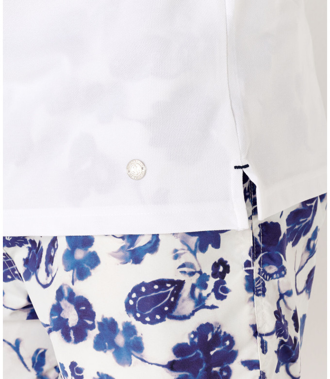 DARREN - White piqué cotton polo shirt