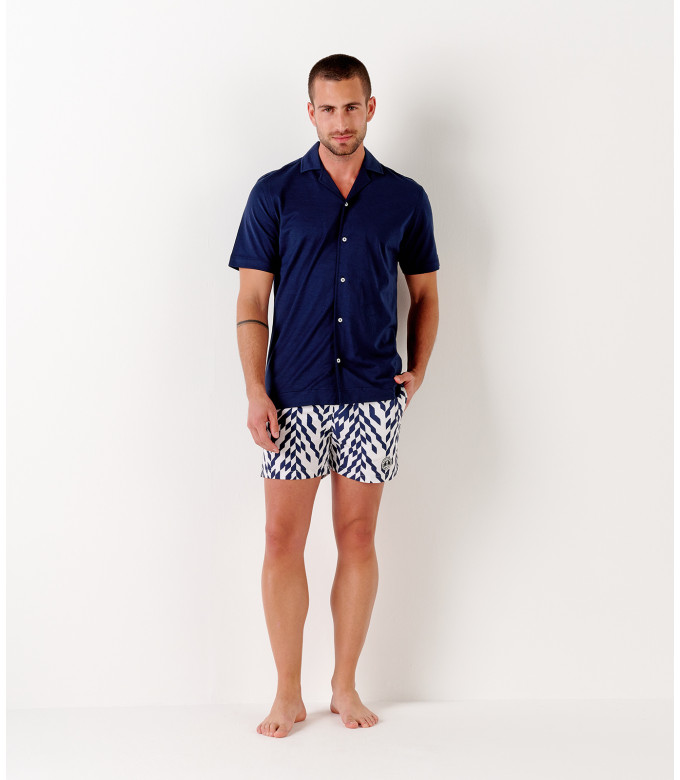 BULL - Jersey cotton slim-fit shirt marine