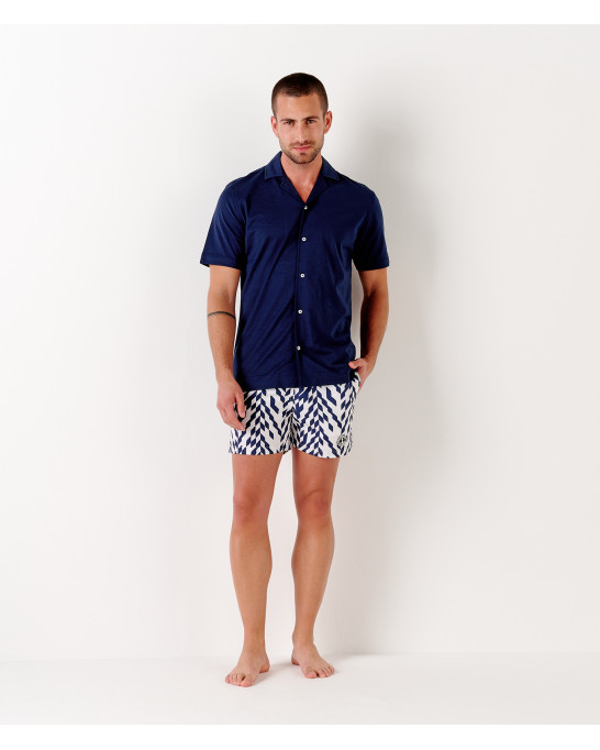 BULL - Jersey cotton slim-fit shirt marine
