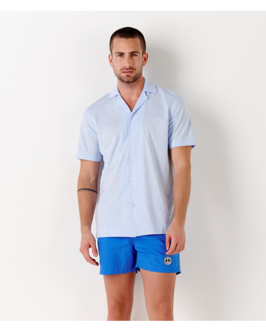 BULL - Jersey cotton slim-fit shirt sky blue