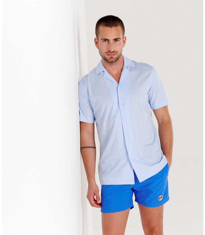 BULL - Jersey cotton slim-fit shirt sky blue