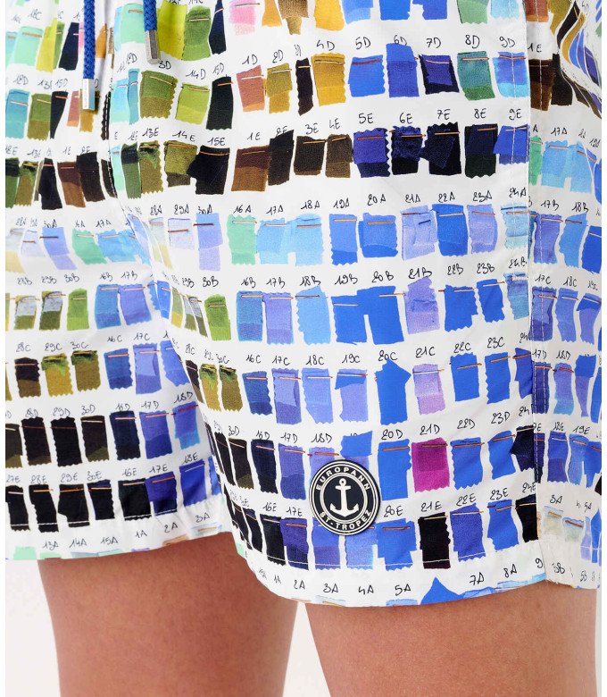 BORNEO - Pantone printed swim shorts, white