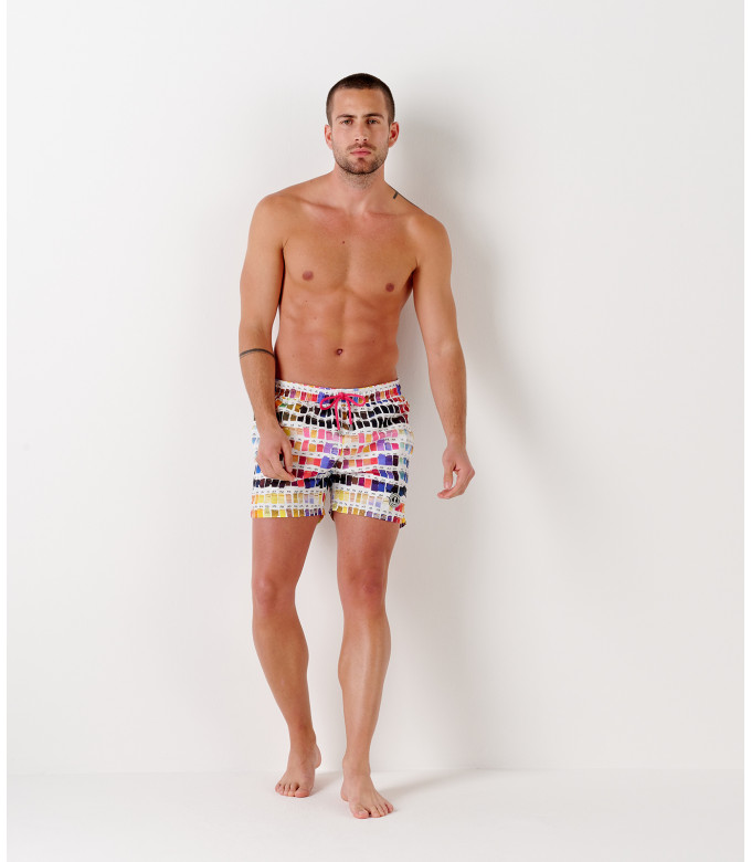 BORNEO- Pantaloncini da bagno con stampa Pantone, rosa