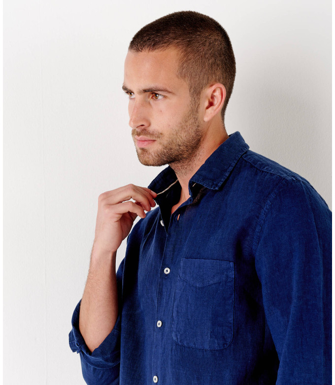 DIVA - Casual linen shirt, ink blue 