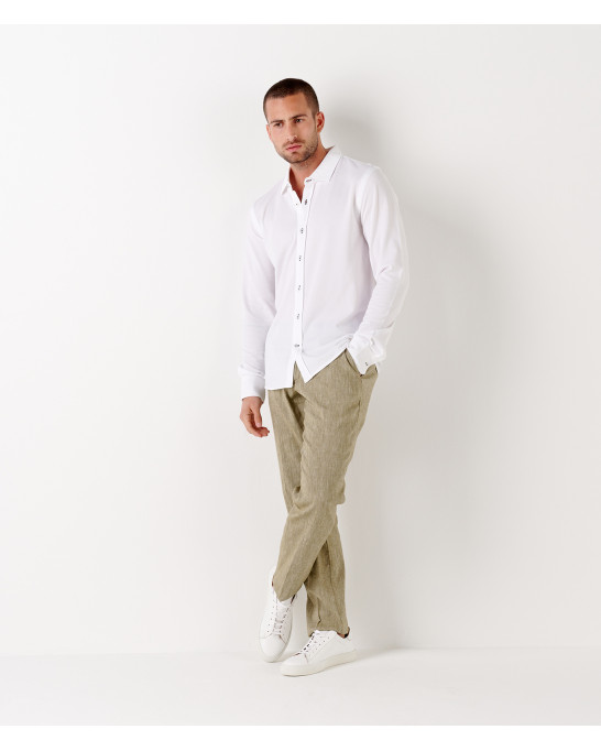 ASHTON - Chemise blanche en coton piqué