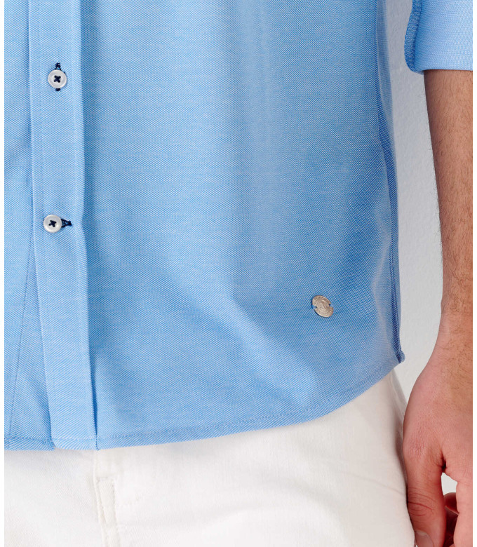 ASHTON - Sky blue cotton prick shirt