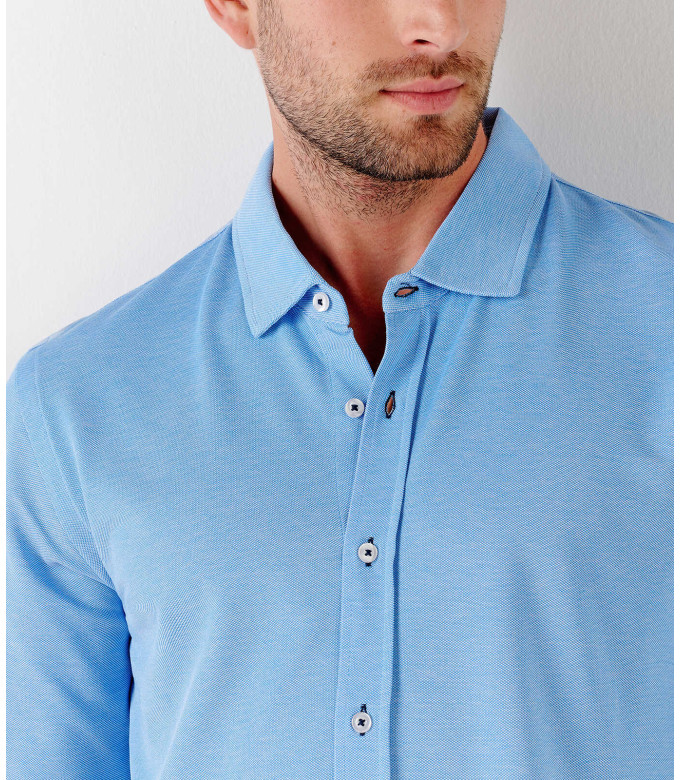 ASHTON - Sky blue cotton prick shirt