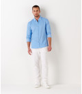 ASHTON - Sky blue piqué cotton shirt