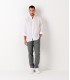 STAN - Mao collared linen casual shirt, white 