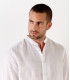 STAN - Mao collared linen casual shirt, white 