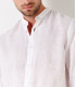 STAN - Mao collared linen casual shirt, white 