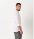 STAN - Mao collared linen casual shirt, white 