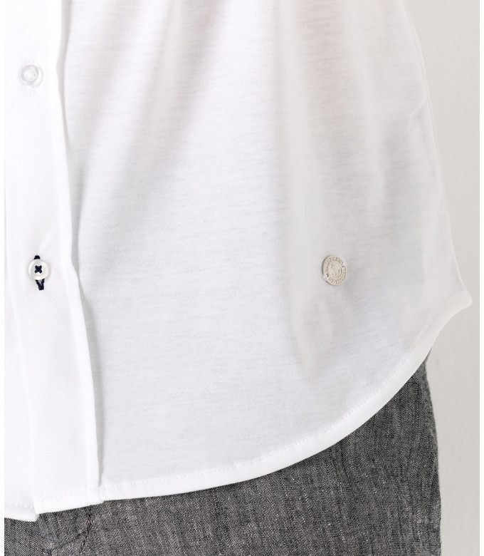 STUART - Chemise en coton fin uni slim-fit, blanc