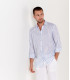 TENNIS -Linen striped shirt white